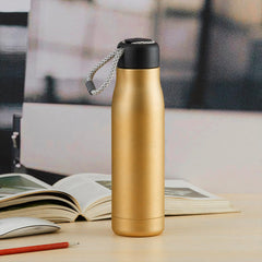 Kuber Industries Pack of 6 Vacuum Insulated Water Bottle | Stainless Steel Water Bottle | Hot & Cold Water Bottle | Leakproof, BPA Free, Rustproof | 550 ML | Brown