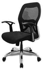 Kuber Industries Ergonomic Office Chairs for Work From Home | Comes with Manual Height Adjustable, Armrest & 2D Lumbar Support | Comfy Study Chair for Students with Wheels | Black