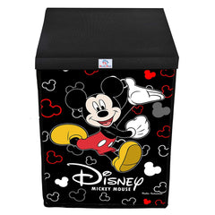 Heart Home Mickey Mouse Print Non-Woven Laundry Basket, Clothes Hamper For Laundry Closet, Bedroom, Bathroom With Lid & Handles (Black) 54HH4083.
