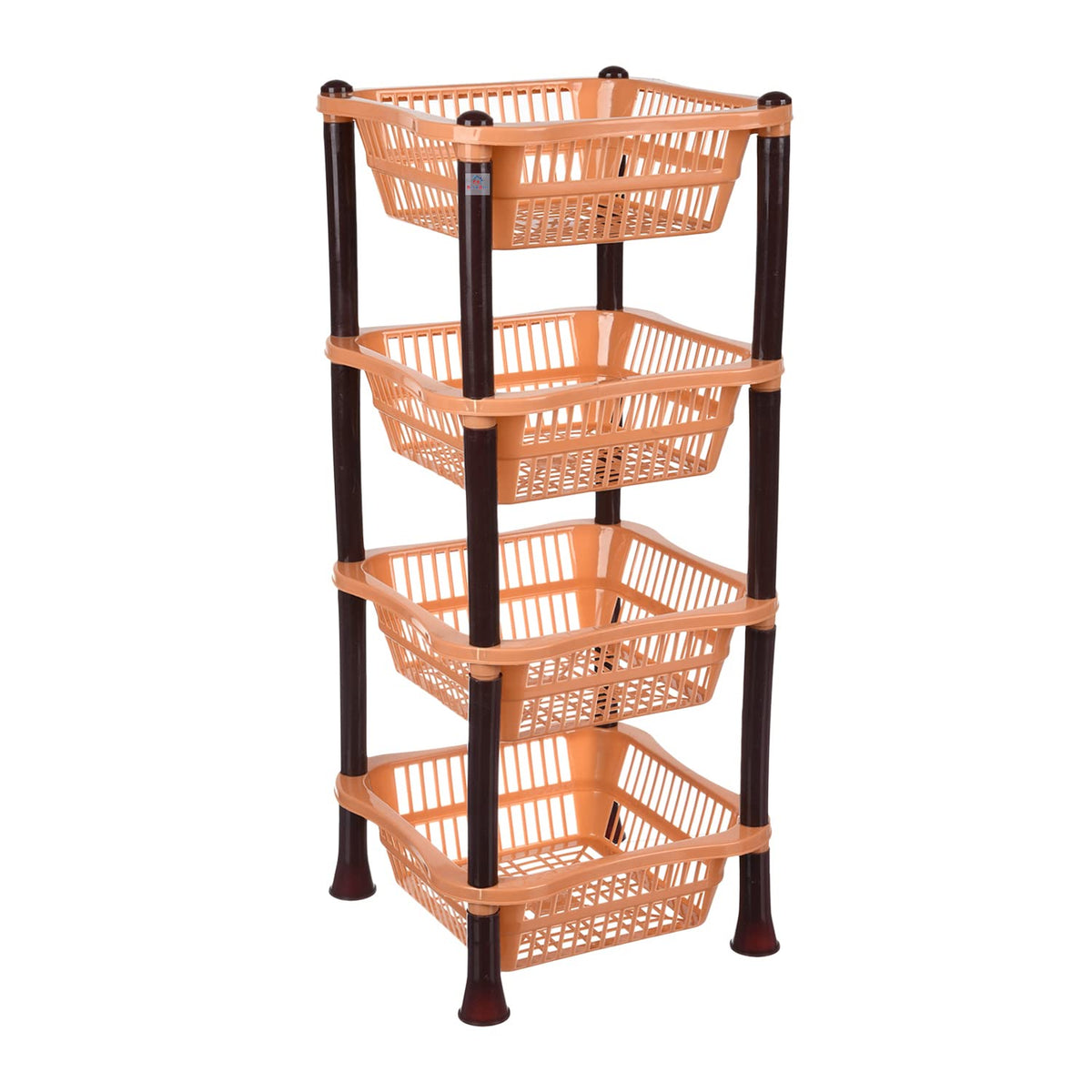 Heart Home Storage Basket | Plastic 4 Layer Square Storage Basket | Storage Rack for Kitchen | Multi-Layer Vegetable Rack | Fiesta Floor-Standing Rack | Coffee