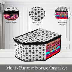 Heart Home Blouse Cover | Clothes Storage Bag | Zipper Wardrobe Organizers | Non-Woven Clothes Organiser | Side Transparent Blouse Organizer | Dot-Design | Pack of 12 | Black