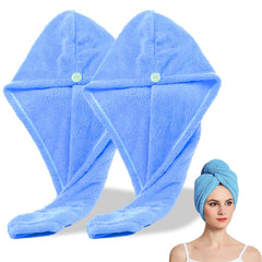 Heart Home Hair Wrapper | Hair-Drying Bathrobe Towel | Microfiber Towel | Quick Absorbent Hair Dry Towel | Hair Towel Wrap Cap | Salon Towel | Pack of 2 | Sky Blue