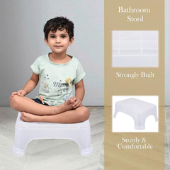 Heart Home Bathroom Stool | Bathroom Plain Square Stool | Plastic Stool For Bathroom | Stool for Kitchen | Bathroom Patla | Support Stool for Bathroom | P6 | Transparent