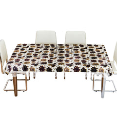Kuber industries Dining Table Cover | PVC Table Cloth Cover | 6-Seater Table Cloth | Table Protector Cover | Table Cover for Dining Table | Brown New Flower Table Cover | 60x90 Inch | DTC | White