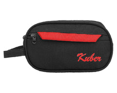 Kuber Industries Canvas Toiletry Organizer|Portable & Durable Carrying Strip Travel Shaving Doop Kit with 2 Zipper ComparMants and Fornt Zipper Pack of 2 (Black)
