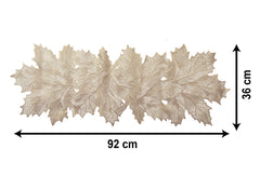 Kuber Industries Leaf Design Waterproof, Heat Resistant, Non-Slip, Easy to Clean Soft Leather Table Runner for Dining Table (Gold), Standard, HS43KUBMART026600