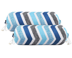 Heart Home Bolster Cover|Soft Cotton Bolster Cover Set|Diwan Round Bolster Pillow Covers|Luxurious Zig Zag Print Roll Masand Cover|16x32 Inch|Pack of 2 (Multi)