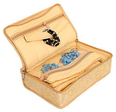 Kuber Industries Flower Design Portable Jewellery Organizer with 4 Tranasparent Pockets (Cream)-HS_38_LUGGAGE21150