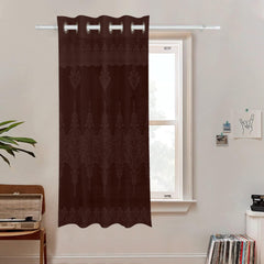 Kuber Industries Window Curtain|Darkening Window Curtains|Sheer Curtain with 8 Rings|Parda for Living Room|Drapes for Bedroom|Net Frill Window Curtain|5 Ft|SY15ZZ|Brown