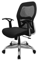 Kuber Industries Ergonomic Revolving Office Chairs for Work From Home | Comes with Manual Height Adjustable & Armrest Support | Comfy Study Chair for Students with Wheels | Black