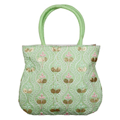 Heart Home Hand Bag|Traditional Hand Bag|Silk Wallet Hand Bag|Woman Tote Hand Bag|Ladies Purse Handbag|Gifts Hand Bag|Curved Shape Embroidery Hand Bag|Green