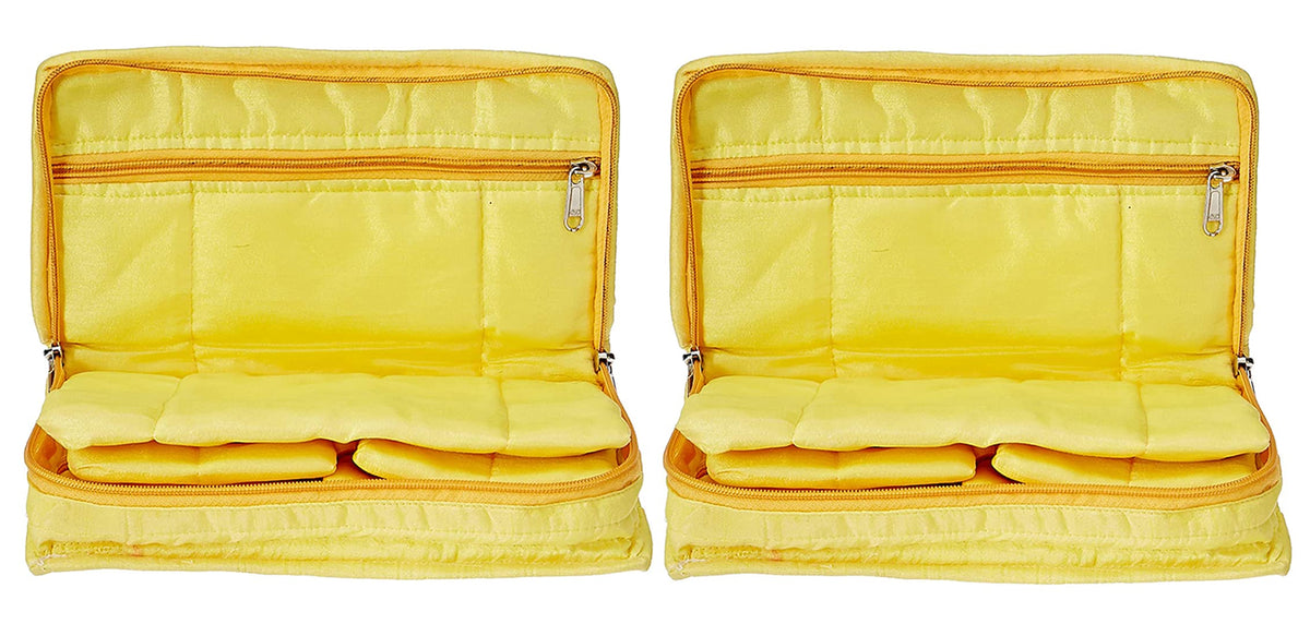 Kuber Industries Portable Jewellery Organizer With 6 Tranasparent Pockets, Pack of 2 (Yellow)-HS_38_KUBMART21240