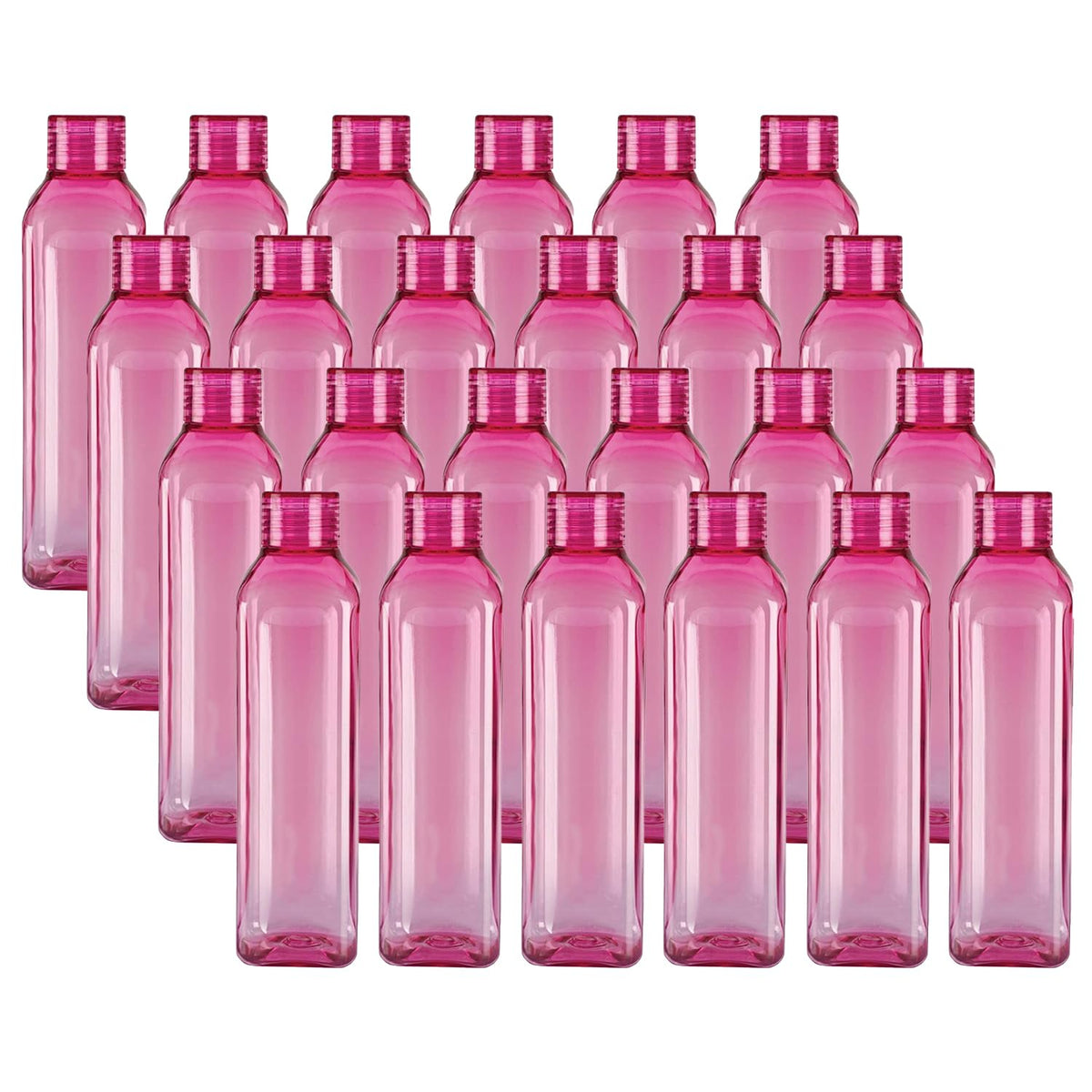 Kuber Industries BPA Free Plastic Water Bottles | Unbreakable, Leak Proof, 100% Food Grade Plastic | for Kids & Adults | Refrigerator Plastic Bottle Set of 6|Pink (Pack of 4)