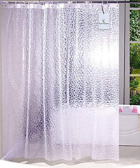 Kuber Industries Polyvinyl Chloride Shower Curtain,(PVC) Transparent, 1 Piece Curtain and 8 Pieces Rings | Plastic Shower Curtain