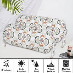 Kuber Industries Bolster Cover | Cotton Masand Pillow Cover | Diwan Round Bolster Pillow Covers | Bolster Cushion Pillow Cover Set | Roll Masand Cover | Green Flower | Pack of 2 | White