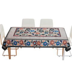 Heart Home Dining Table Cover | Tabletop Cover | Table Buffet Cover | Table Linen Cover | 6-Seater Table Cloth | Table Cloth Cover | Brown New Painting | DTC | 60x90 Inch | Cream