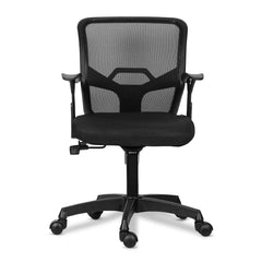 Kuber Industries Ergonomic Revolving Office Chairs for Work from Home | Comes with Manual Height Adjustable, Armrest & 2D Lumbar Support | Comfy Study Chair for Students with Wheels | Black