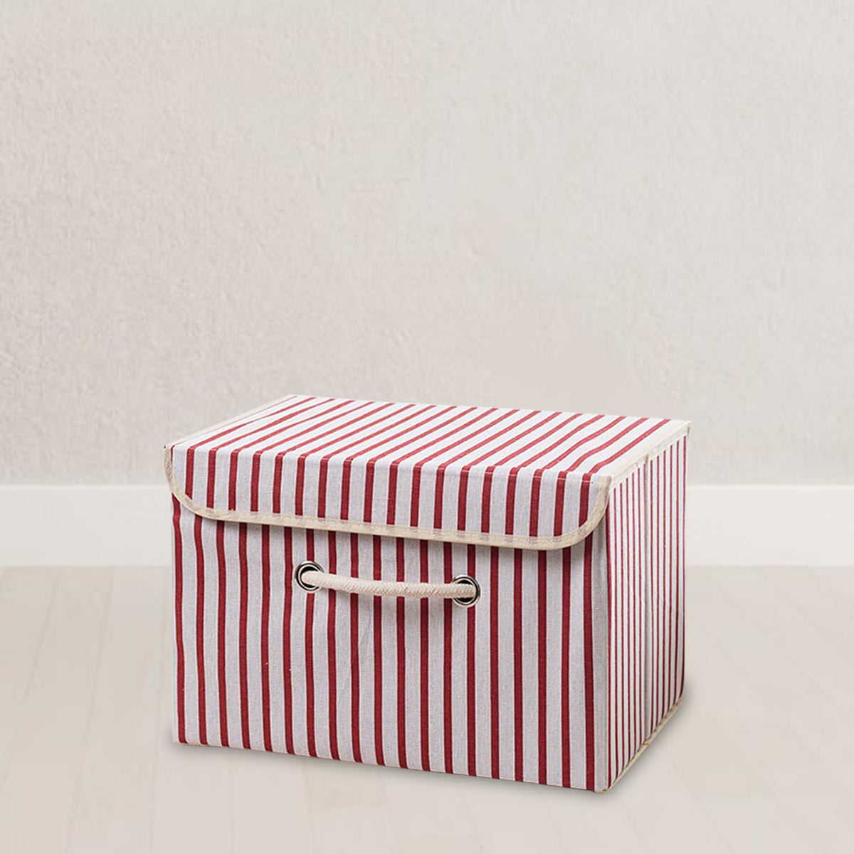 Kuber Industries Large Foldable Storage Box With Lid|Toys Storage Bin|Wardrobe Organizer For clothes|Front Handle & Sturdy (Red)