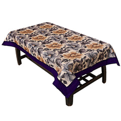 Kuber Industries Floral Cotton 4 Seater Centre Table Cover - Blue