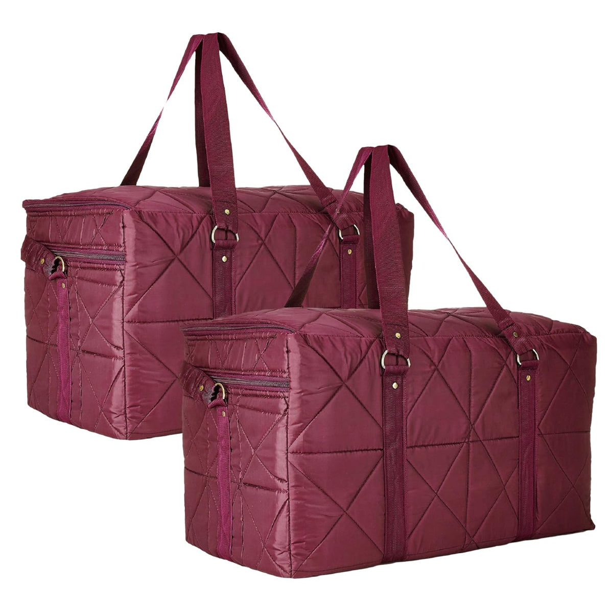 Heart Home Storage Duffle Bag | Parachute Travel Storage Bag | Storage Organizer for Clothes | Storage Carrying Bag with Handle | Zipper Closure Storage Bag for Clothes | Pack of 2 | Maroon