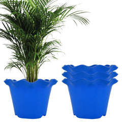 Kuber Industries Flower Pot | Flower Planter Pots for Indoor | Flower Pots for Outdoor | Pot for Garden & Balcony Flowering | Flower Plants Pot | Blossom Flower Pot | 8 Inch | Pack of 4 | Blue