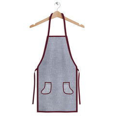 Heart Home Apron | Jute 2 Front Pocket Kitchen Apron | Apron for Restaurent | Apron for Housewife | Chef Apron for Kitchen | Water Resistance Apron | Pack of 2 | Silver