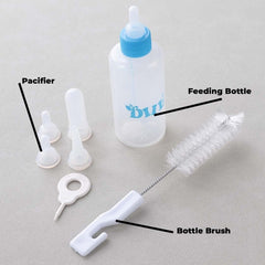 Homestic Pack of 6 Pet Feeding Bottle for Puppies,Kittens,Rabbits & Other Newborns|Nursing Bottle for Pets|Squeeze Liquid Feed Bottle|Bottle,Milk Brush,Pacifier Replacement|LS144BL|60 ML|Blue