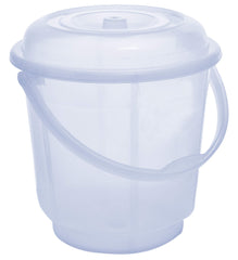 Heart Home Unbreakable Virgin Plastic Strong Transparent Bathroom Bucket with Lid 18 LTR (White)- HEART3857