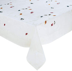 Kuber Industries Leaf Design Cotton 4 Seater Center Table Cover - White - CTKTC22316