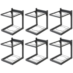 Kuber Industries 2-Layer Pots and Pans Organiser Rack|Kitchen Organization And Storage|Adjustable Pot Lid Holder Rack|Home Kitchen Accessories Pack of 6 (Black)