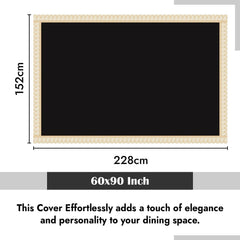 Heart Home Dining Table Cover | PVC Table Cloth Cover | 6-Seater Table Cloth | Table Protector Cover | Table Cover for Dining Table | Golden Lace Table Cover | 60x90 Inch | DTC | Black