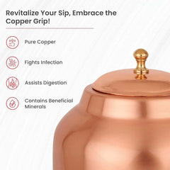 Kuber Industries 8L Leak-Proof Copper Dispenser, Water Storage Containers with Tap | Lightweight & Biodegradable Tambe Ka Matka for Home & Kitchen | Copper Utensils for Kitchen | Copper
