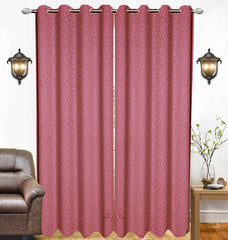 Kuber Industries Cotton 2 Pieces 7 Feet Eyelet Door Curtain (Pink)-Ctktc28606
