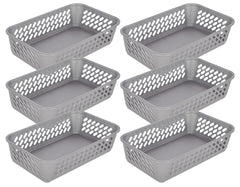 Heart Home Multiuses Super Tidy Plastic Tray/Basket/Organizer- Pack of 6 (Grey) -46HH0579