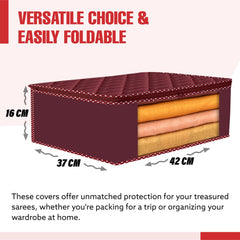 Heart Home Saree Cover | Clothes Storage Bag | Storage Organizer Bag | Zip Closure Saree Cover | Wardrobe Organizer | Dot Border-Design | 6 Inch | Pack of 9 | Maroon