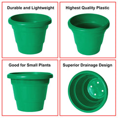 Kuber Industries Solid 2 Layered Plastic Flower Pot|Gamla for Home Decor,Nursery,Balcony,Garden,6"x5",Pack of 10 (Green)