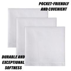 Kuber Industries Handkerchief | Premium Cotton Fabric | Handkerchief for men | Handkerchief for Boys | Men's Handkerchief Set | Plain Hanky Rumal | 4100 | Pack of 12 | White