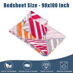 Heart Home Double Bedsheet | Bedsheet for Double Bed | Double Bedsheet with 2 Pillow Covers | Cotton Double Bed Sheet Set | New Zig Zag Bedsheet | 90x100 | White
