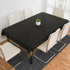 Heart Home Dining Table Cover | PVC Table Cloth Cover | 6-Seater Table Cloth | Table Protector Cover | Table Cover for Dining Table | Golden Lace Table Cover | 60x90 Inch | DTC | Black
