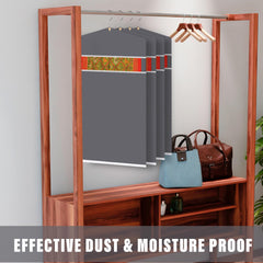 Heart Home Hanging Saree Cover | Non-Woven Plain Hanging Saree Bag | Clothes Saree Stoarge Organizer | Small Transparent View Hanging Saree Cover | Pack of 6 | Gray