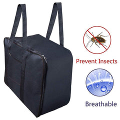 Heart Home Small Size Lightweight Foldable Rexine Jumbo Underbed Storage Bag With Zipper And Handle (Black) (F_26_HEARTH016794)