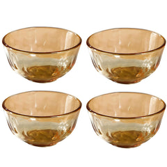 Kuber Industries Set of 4 Borosilicate Glass Bowls | 420 ml Each | Microwave Safe | Scratch Resistant | Serving & Mixing Bowls for Kitchen | Round | Transparent | Yellow