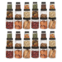 Kuber Industries Set of 18 Plastic Container Set | 1000ml, 500ml, 200ml I PET, Food Grade Plastic, 100% BPA Free | Airtight Container Set for Kitchen Storage |Small to Large, Transparent (Pack of 2)