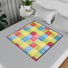 Heart Home Food Mat | Bedsheet Protector for Home | Reversible Bed Server Mat | Check-Design Mattress Protector for Home | Food Mat for Kids | 92 cm | Yellow