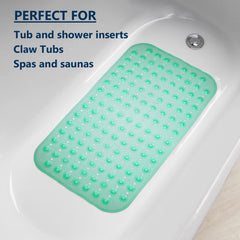 Kuber Industries Bath Mat | PVC Bathroom Mat | Shower Bath Mat | Transparent Round Floor Tub Mat | Foot Massager Mat | Anti-Skid Shower Mat with Drain Holes | Pack of 2 | Green