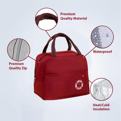 Kuber Industries Pack of 4 Lunch Bag | Lunch Bag for Office | Lunch Bag for College | Reusable Lunch Bag | Lunch Bag for Adults | Tiffin Lunch Bag with Handle | Plain | LYN12-RED | Red