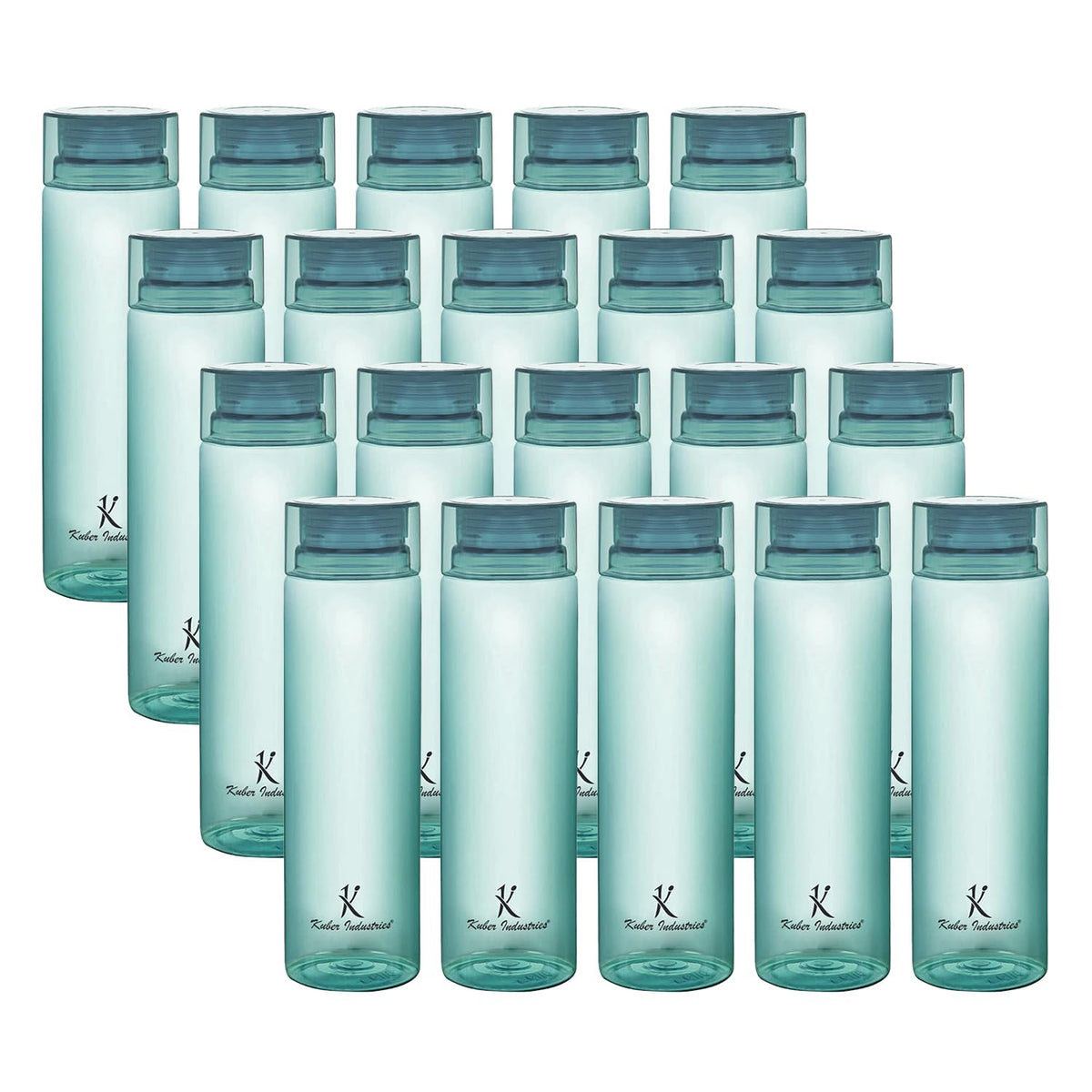 Kuber Industries BPA Free Plastic Water Bottles | Breakproof, Leakproof, Food Grade PET Bottles | Water Bottle for Kids & Adults | Plastic Bottle Set of 4 |Green (Pack of 5)