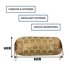 Kuber Industries Bolster Covers | Polyester Bolster Cover Set | Diwan Bolster Cover Set | Bolster Pillow Cover | Banarasi Gola Masand Cover | 16x32 Inch | Pack of 6 | Golden