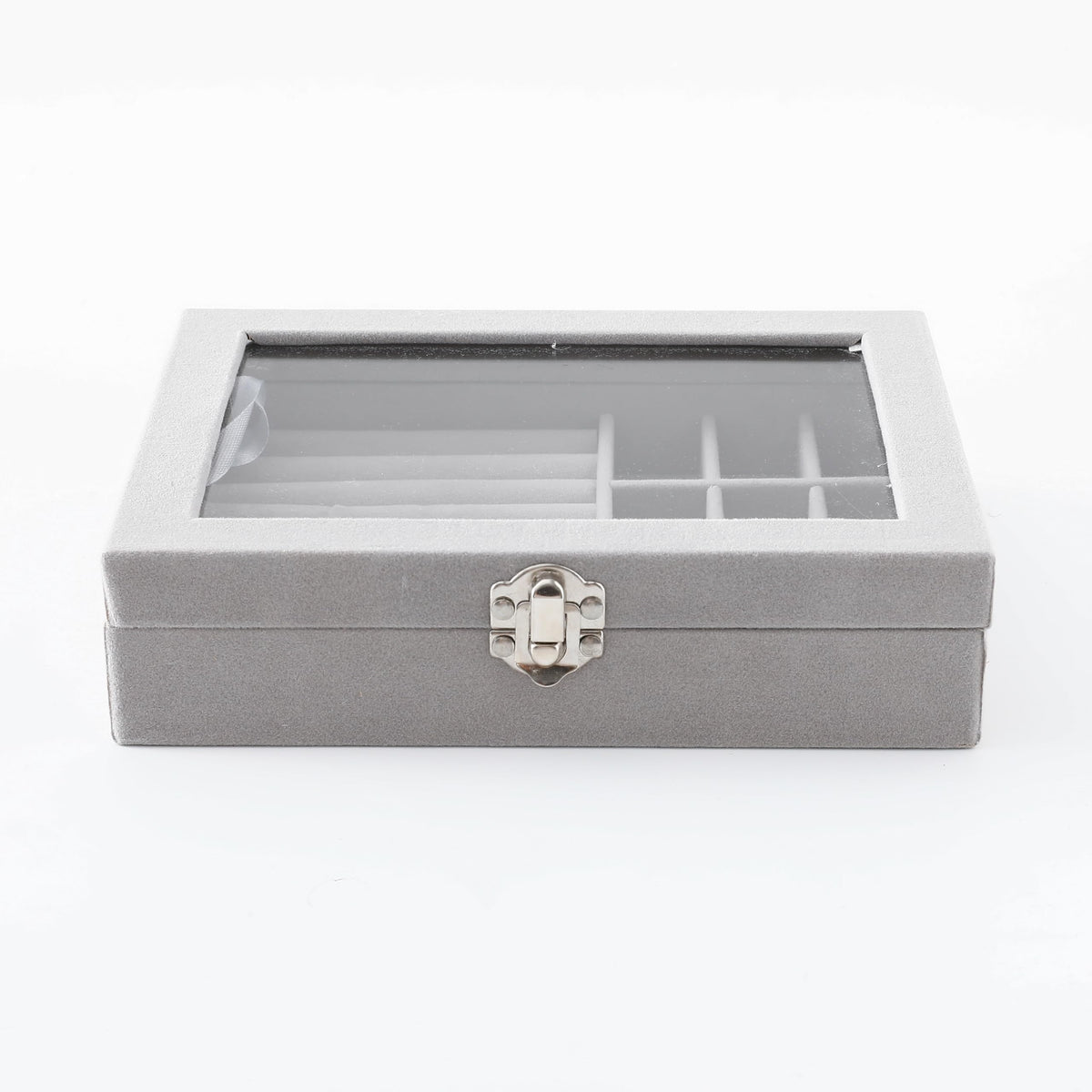 Kuber Industries Pack of 5 Velvet Jewelry Box Organizer | Jewelry Storage Box | Jewelry Organizer | Showcase Holder Dresser Organizer for Earring Necklace Bracelet Ring |YXX-016 | Grey
