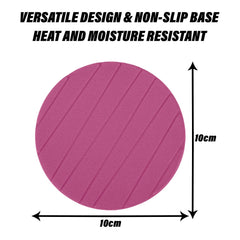 Kuber Industries Coaster | Round Drink Coasters | Foam Tea Coasters for Kitchen | Coasters for Dining Table | Office Desk Coasters | Lining Round Coaster | 6 Piece Set | Pink